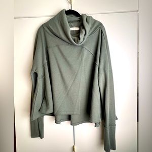 Oversized cow neck soft we the free green sweater.